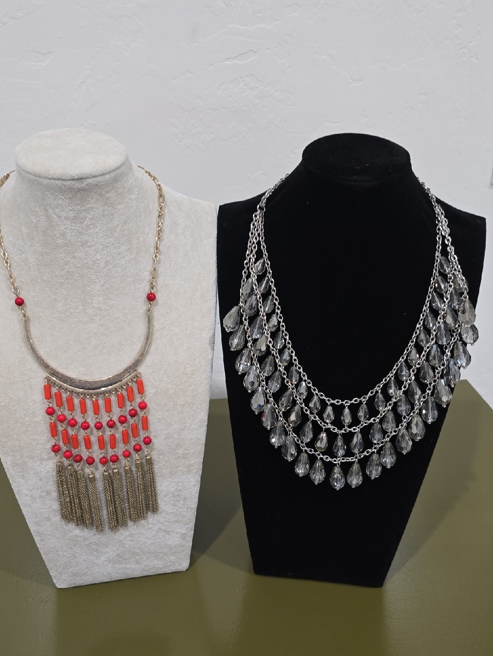 Boho Coral Fringe Statement Necklace - Unbranded And Bold Bead Bib Necklace